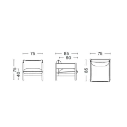Arbour Club Sessel Gestell Eiche