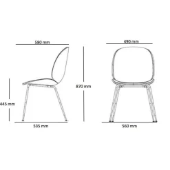 Beetle Dining Chair Stuhl Gestell Messing 4er Set