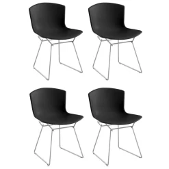 Bertoia Plastic Stuhl Gestell verchromt 4er Set