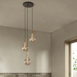 Brass Triple Pendant with Voronoi II Pendelleuchte