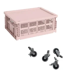 Colour Crate Korb M mit Deckel und Rollen