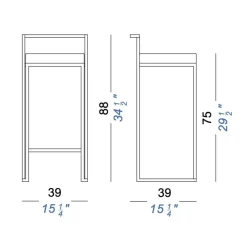 Cubo S62 Barhocker Sitzfläche Massivholz H75cm