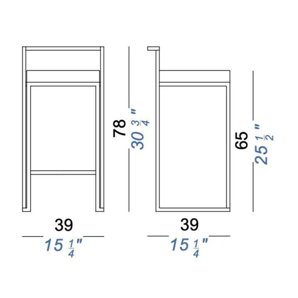 Cubo S62 Barhocker Sitzfläche Leder H65cm