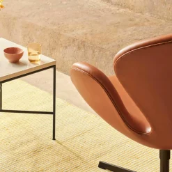 Der Schwan™/ Swan™ Sessel Leder Gestell Braun Bronze