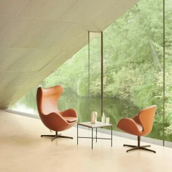Der Schwan™/ Swan™ Sessel Leder Gestell Braun Bronze