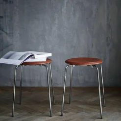 DOT™ Hocker Leder Gestell Stahl verchromt
