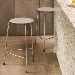 DOT™ Hocker Leder Gestell Stahl verchromt