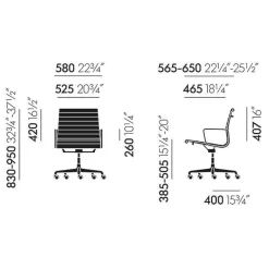 EA 117 Alu Chair Bürostuhl Leder Gestell verchromt