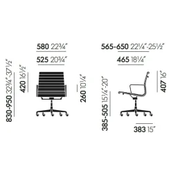 EA 117 Alu Chair Bürostuhl poliert Leder