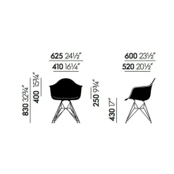 Eames Fiberglass Armchair DAR Gestell schwarz
