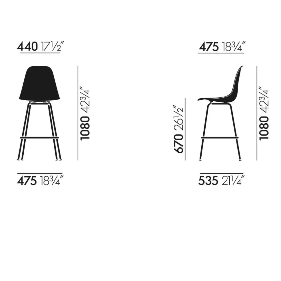 Eames Fiberglass Barstuhl medium basic dark