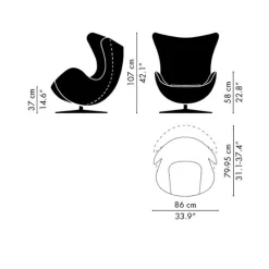Egg/ Das Ei™ Loungesessel Leder Gestell Braun Bronze