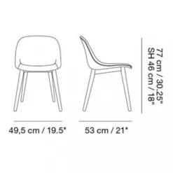 Fiber Chair Stuhl gepolstert mit Holzgestell