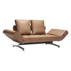 Ghia Schlafsofa Stoff-/Ledermischung Beine Stahl verchromt