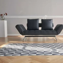 Ghia Schlafsofa Stoff-/Ledermischung Beine Stahl verchromt