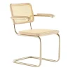 JS. THONET a personal Interpretation by Jil Sander S 64 V Nordic Freischwinger Armlehnstuhl mit Rohrgeflecht