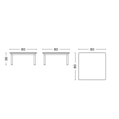 Kofi Couchtisch Gestell Eiche schwarz lackiert 80x80cm
