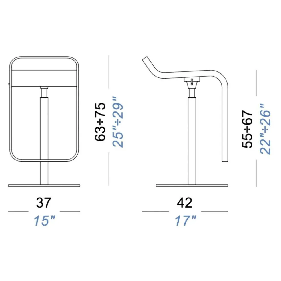 LEM S79 Barhocker Sitzfläche Leder 63-75cm