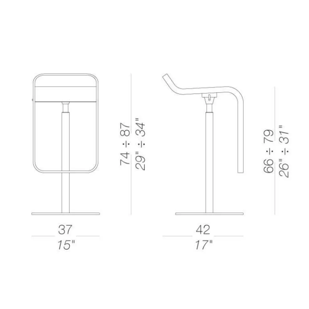 LEM S80 Barhocker Sitzfläche Eiche 66-79cm