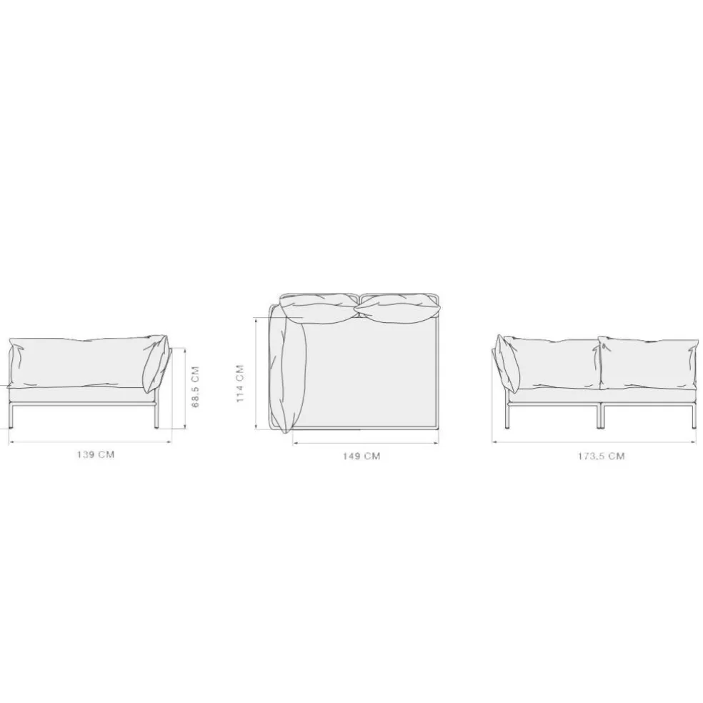 Level 2 Cozy Gartensofa links Gestell dunkelgrau