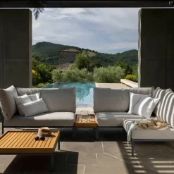 Level 2 Gartensofa links Gestell dunkelgrau