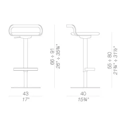 Mak S110 Barhocker Sitzfläche Leder 55-80cm