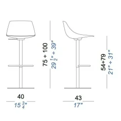 Miunn S104 Barhocker Sitzfläche Kunststoff 75-100cm