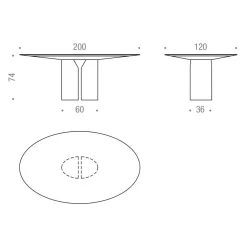 NVL Esstisch oval 120x200cm