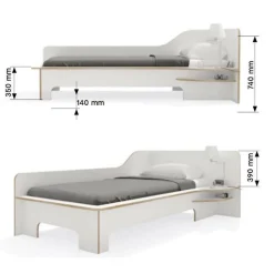 Plane Einzelbett mit Bettkasten rechts 90x200cm