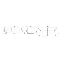 Quilton Lift 3-Sitzer Sofa Gestell Eiche schwarz