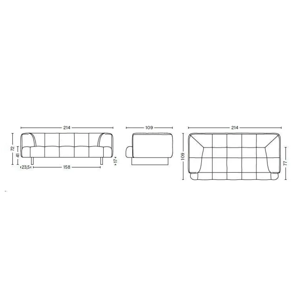 Quilton Lift 2-Sitzer Sofa Gestell Eiche