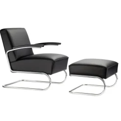 S 411 Sessel mit Hocker Leder