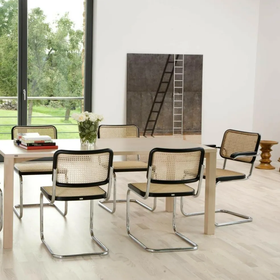 S 32 V Freischwinger Stuhl mit Rohrgeflecht