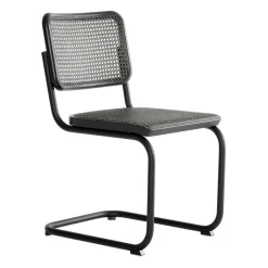S 32 V Freischwinger Stuhl mit Rohrgeflecht Dark Melange