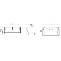 Silhouette 2 Sitzer Sofa Füße Stahl