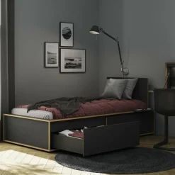 Spaze Einzelbett mit hohem Kopfteil 100x200cm