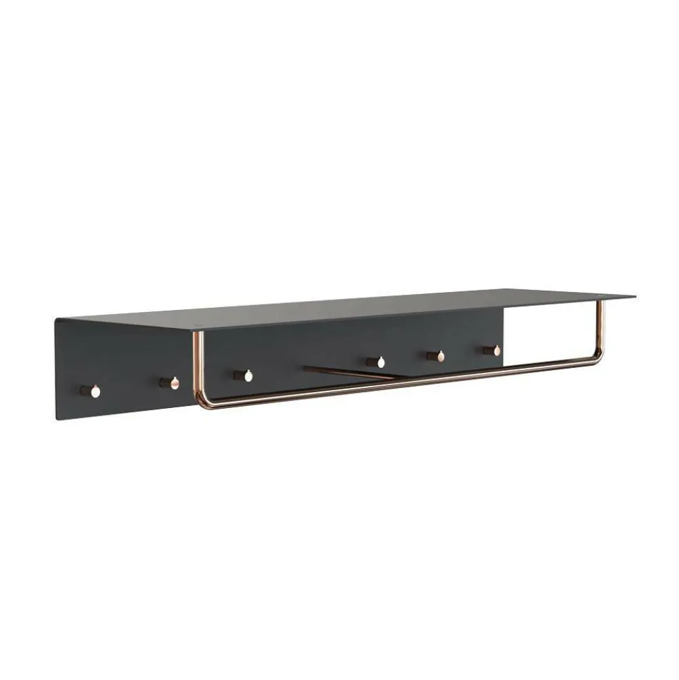 Unu Wandgarderobe mit 6 Haken & Stange